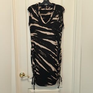 PETE Black and Cream Midi Dress